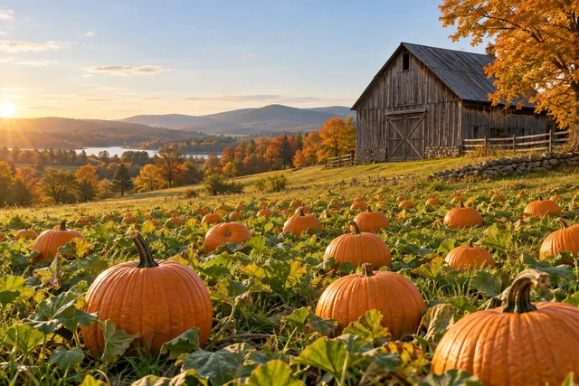 Orange pumpkins ready for picking